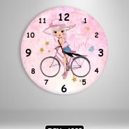 ساعت گرد دختر و دوچرخه