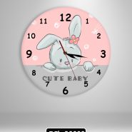 ساعت گرد خرگوش طوسی صورتی